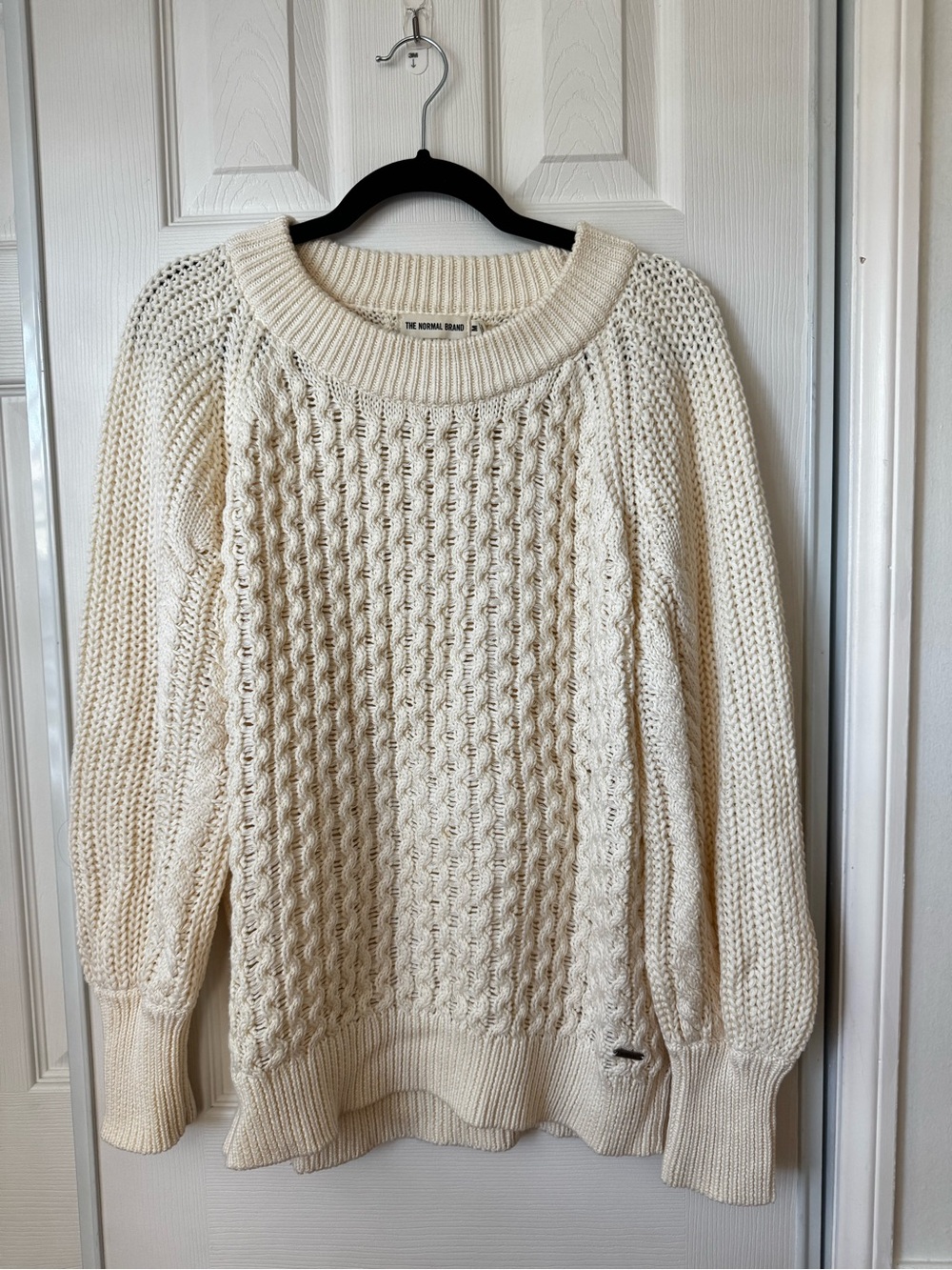 The Normal Brand Cream Cable Knit Scoop Neck Sweater